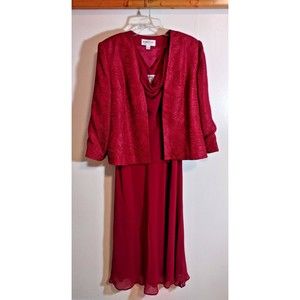 Brownstone Studio Women's 18 Vintage Maroon Cabernet Dress Gown And Jacket